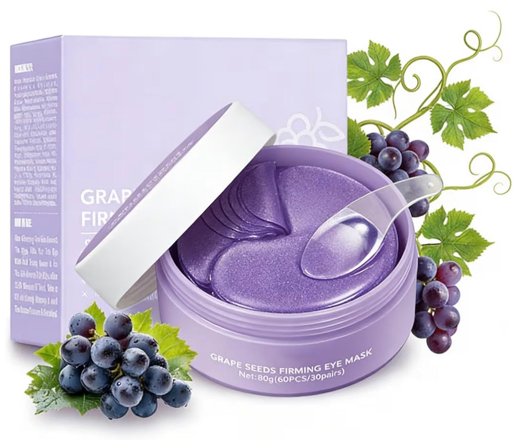 Grape Eye Masks - 60 PCS Under Eye Patches for Puffy Eyes and Dark Circles Treatments - Hydrating Eye Mask Skincare