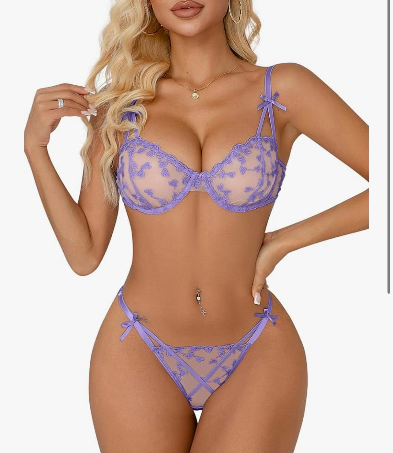 Sexy Underwire Cute Push Up Strappy Embroidered Mesh